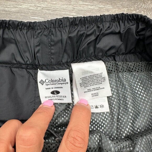 Columbia Waterproof Pants Men's Large Black Mesh Lined Adjustable Nylon Swooshy - Picture 2 of 16